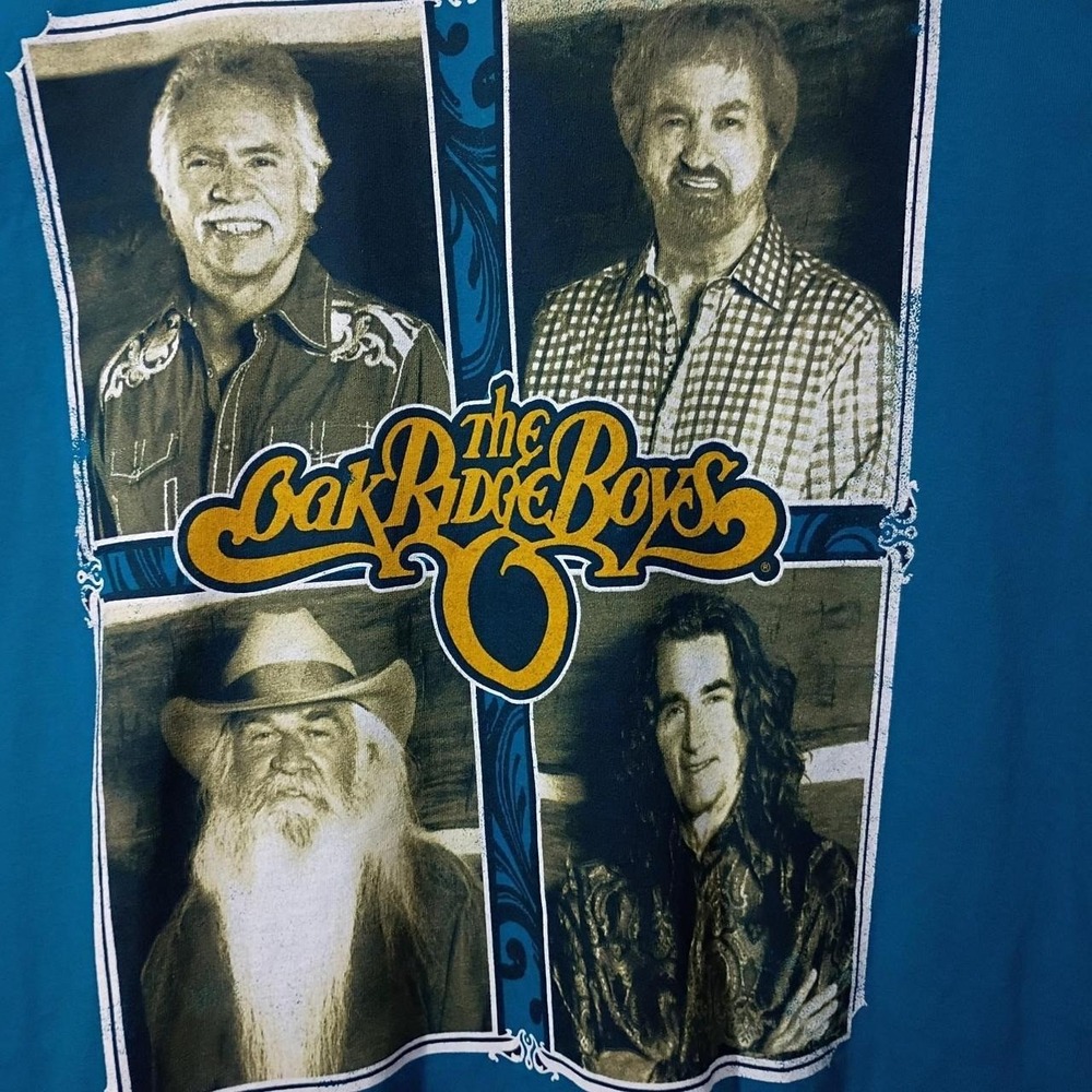 'The Oak Ridge Boys blue cotton t-shirt,band on front, tour dates on back